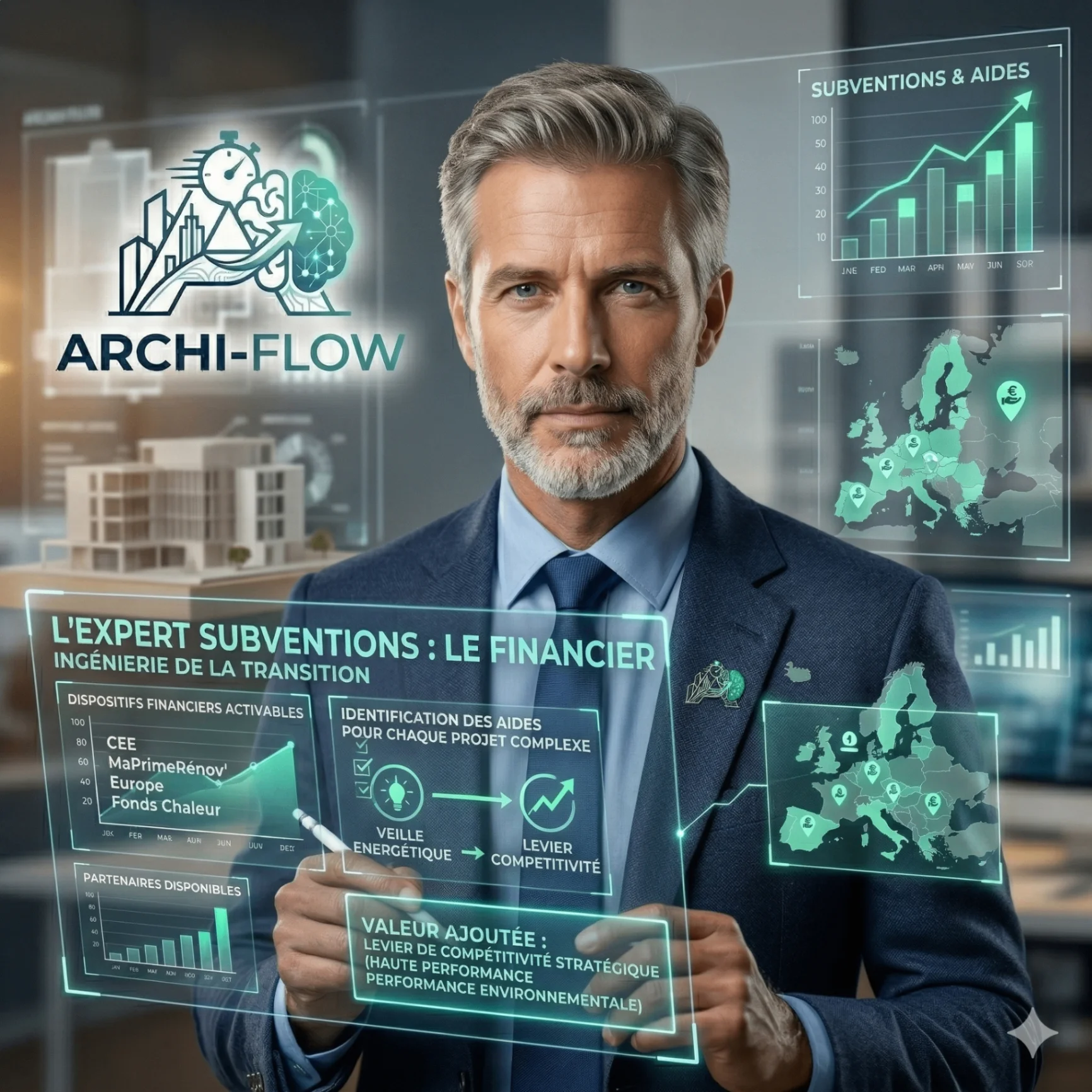 Agent IA subventions transition énergétique architecture – Le Financier ARCHI-FLOW