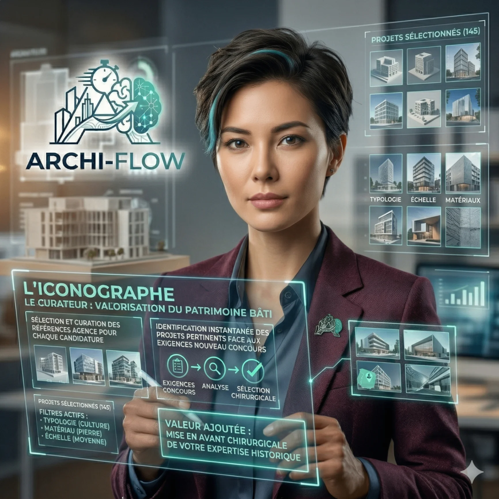 Agent IA références candidatures architecture – L'Iconographe ARCHI-FLOW